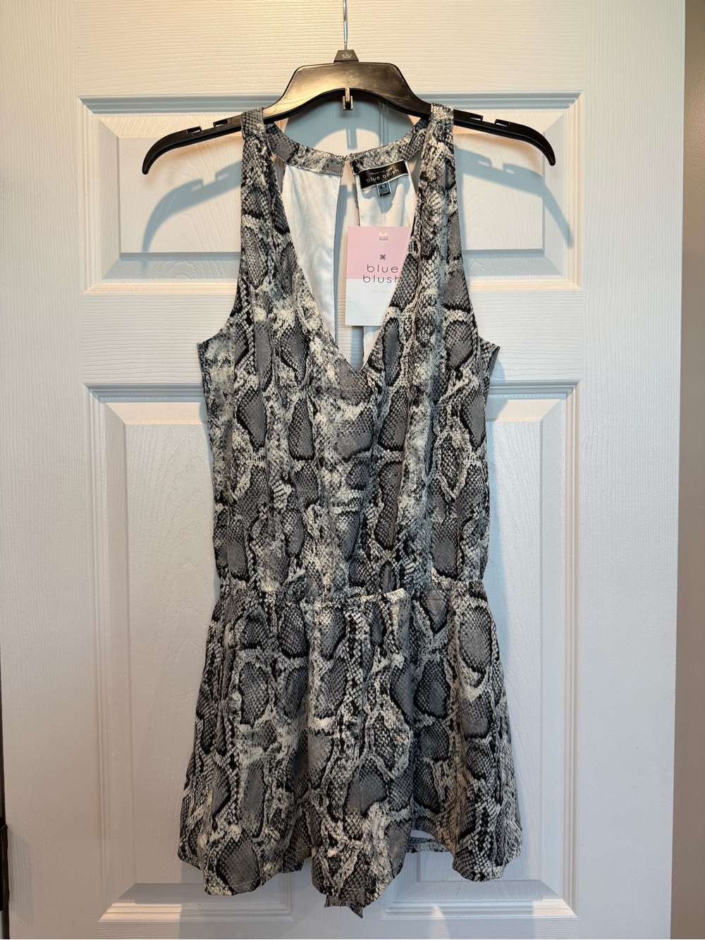Blue Blush Women's Black & White Snake Print Sleeveless Romper
